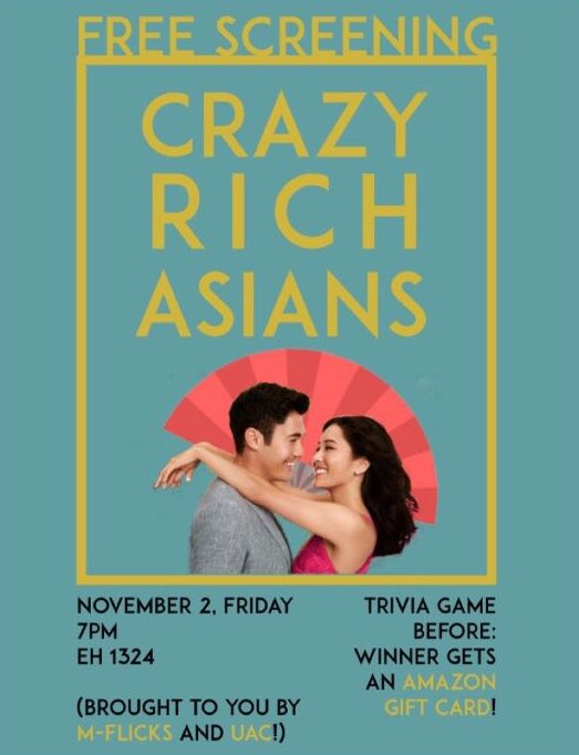 THIS FRIDAY!!! come see Crazy Rich Asians AND play trivia before for a chance to win an Amazon Gift Card!