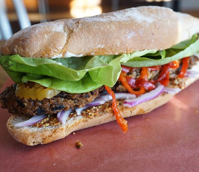 NEW VEGAN ALERT!! Hall &amp; Oats - Housemade Mushroom Oat Patty, Grainy Mustard, Banana Peppers, Roasted Garlic “Mayo”, Red Onions, Butter Leaf Lettuce. Get it. #yegvegan ift.tt/2AxVH8G