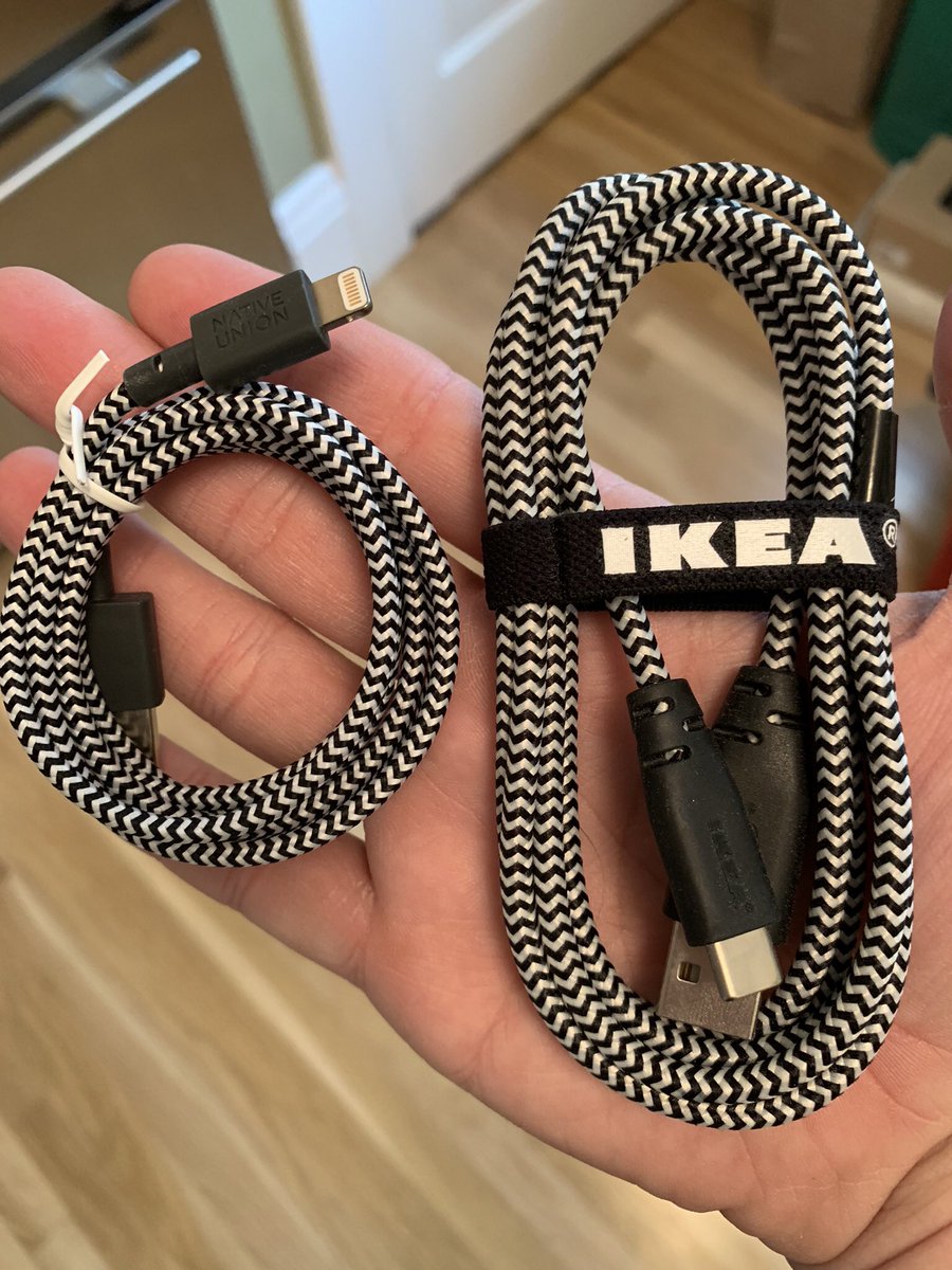 Cabel on Twitter: "Native Union lightning cable on left, IKEA USB-C on right / Twitter