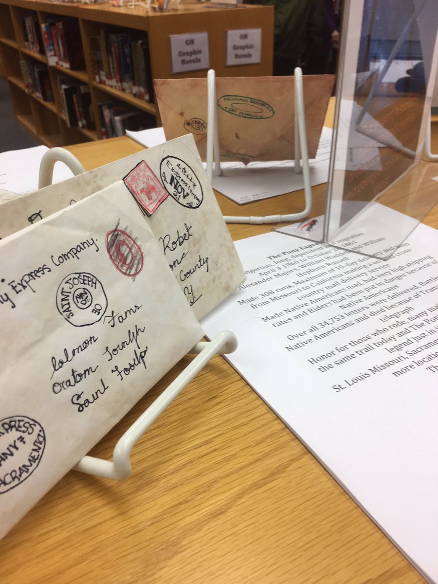 watermanedu's tweet photo. Westward Expansion living museum display in the library. @CraigPerrier @FcpsSocial #msgordon @JRW_SS1 @LBSS_Library @FCPSLBSS https://t.co/LklxRrgGLY