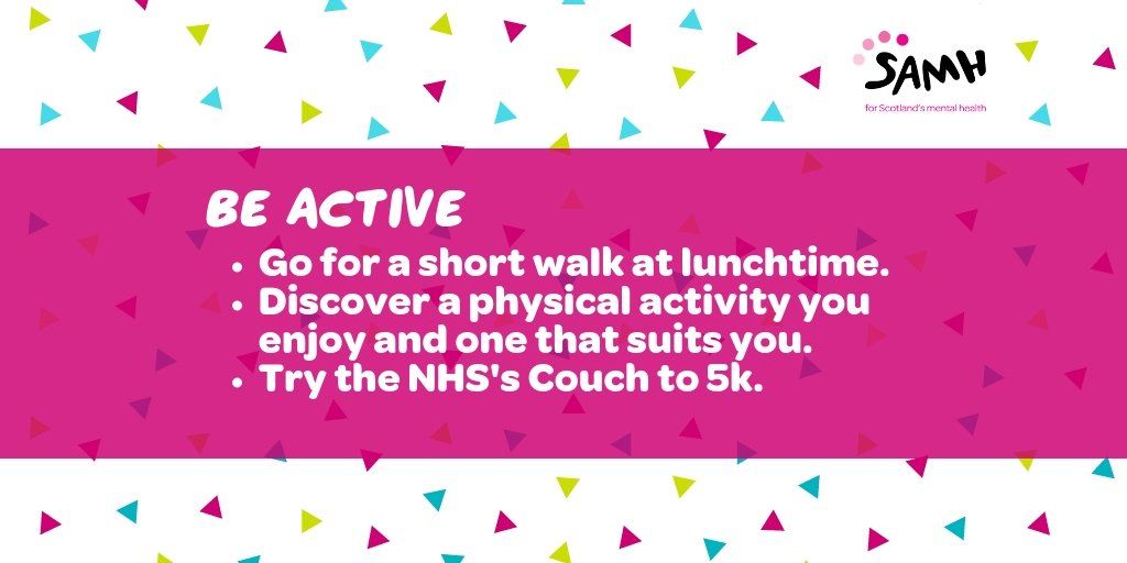 SAMHtweets's tweet photo. Shorter and darker days can have an impact on our behaviour, it’s important to look after our wellbeing. 5 ways that we can do this: 2. Be Active. https://t.co/ntkCiQvnvZ