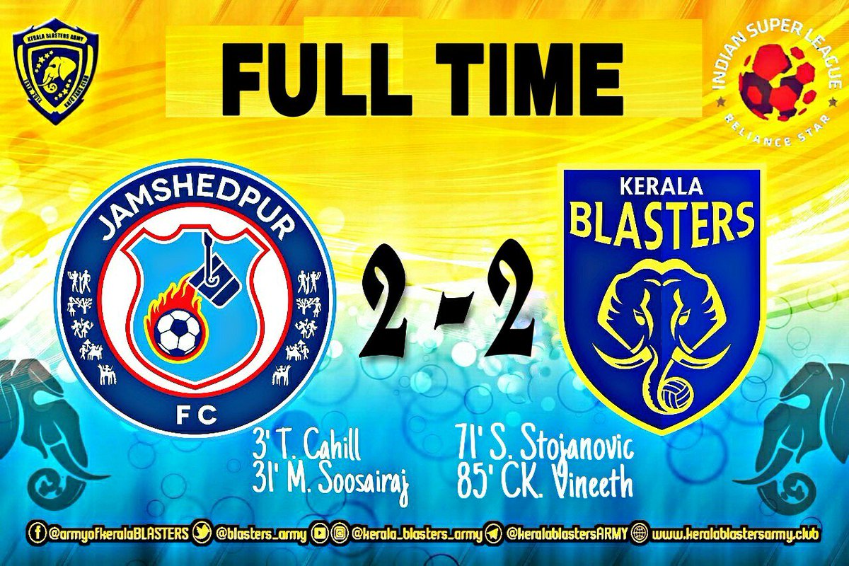 blasters_army's tweet image. Our boys fights back from behind and makes it a draw with @JamshedpurFC and takes a point along with #KFBC #ISL #JAMKER #KBArmy #Ultras #FansVoice