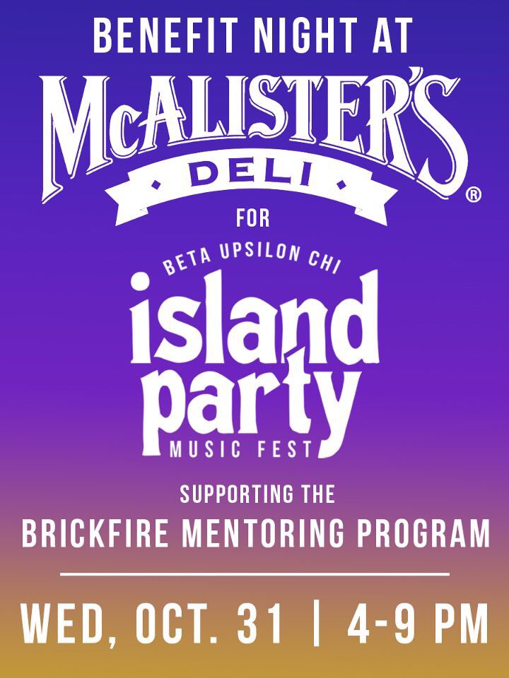 Need to eat dinner on Wednesday?
Like supporting local, at-risk, super cute kids?
Enjoy worshipping Jesus?
We’ve got you covered! Head over to <a href="/McAlistersDeli/">McAlister's Deli</a> for dinner on Wednesday and <a href="/MSUBSU/">Miss. State BSU</a> afterwards to support the Brickfire Mentoring Program. 
See y’all there!