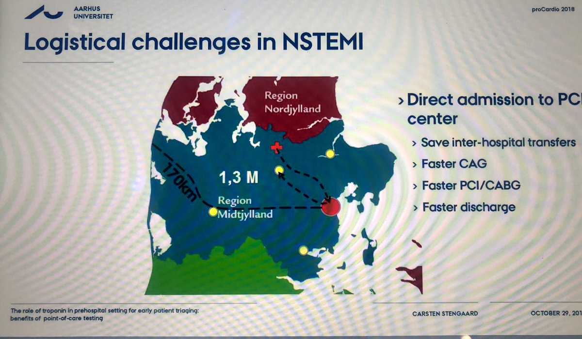 HighSTEACS's tweet photo. Great to hear @carstengaard presenting results from the #NONSTEMI trial programme - congratulation on implementing prehospital cTnT testing to guide patient transfer and early angiography across Denmark 👏 👏 #gunnersstory #proCardioForum https://t.co/YfRfgqqSpw