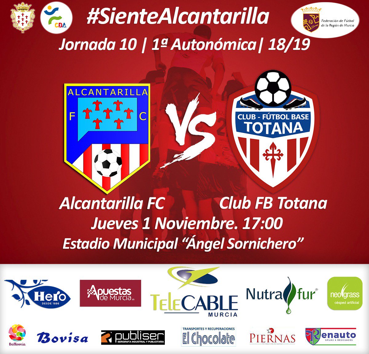#Jornada10🏡
🆚️ <a href="/ClubFBTotana/">CLUB FB TOTANA</a>
#SienteAlcantarilla❤⚪