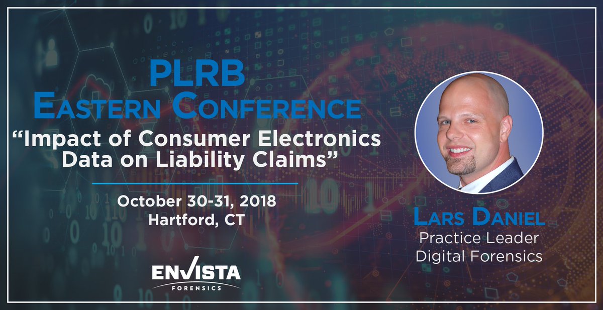 envistanews's tweet photo. Lars Daniel will present on the "Impact of Consumer Electronics Data on Liability Claims" at @PLRBConf Eastern Conference this week in Hartford, Connecticut! https://t.co/hb8q3miqCE