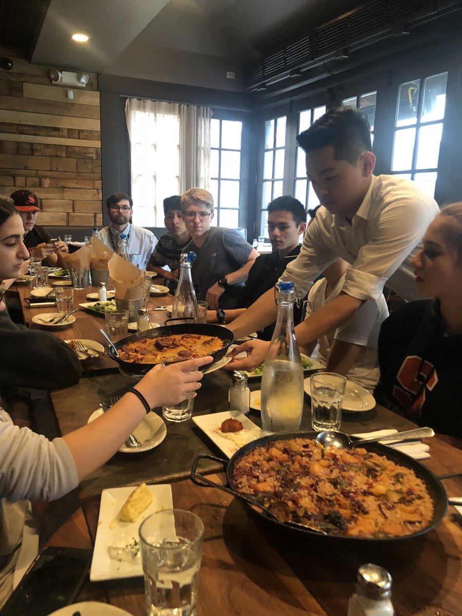SHSLanguages's tweet photo. Mr. Schädlich’s Spanish 4 class loved experiencing Spanish cuisine today at Barcelona. They were treated to a variety of tapas, 2 types of paella and dessert! @EducatingMANka https://t.co/XIHjjfeCG6