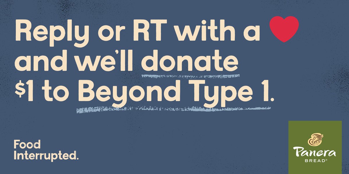panerabread's tweet image. To celebrate this week’s episode of #FoodInterrupted we are donating to @ChefSamTalbot’s organization @BeyondType1. But we need your help. Reply or RT this post with any heart emoji and for every reply we will donate $1 to @BeyondType1!