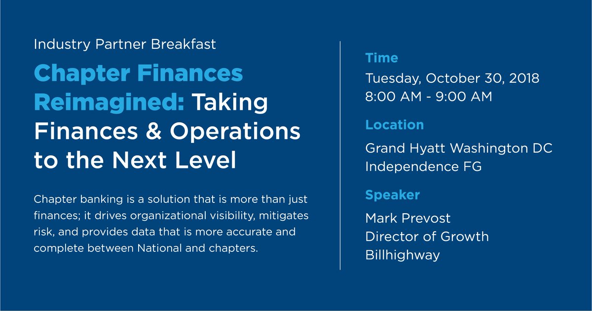 billhighway's tweet photo. Are you at @ASAEcenter's #AtWork18 conference? Do you like breakfast? Then join Billhighway's Director of Growth, @MWPrevost, for a talk on reimaging your chapter finances. #LeverageChapters #ChapterFinances #NextLevel https://t.co/GE7gG8mLN8 https://t.co/3NGXxSovTE