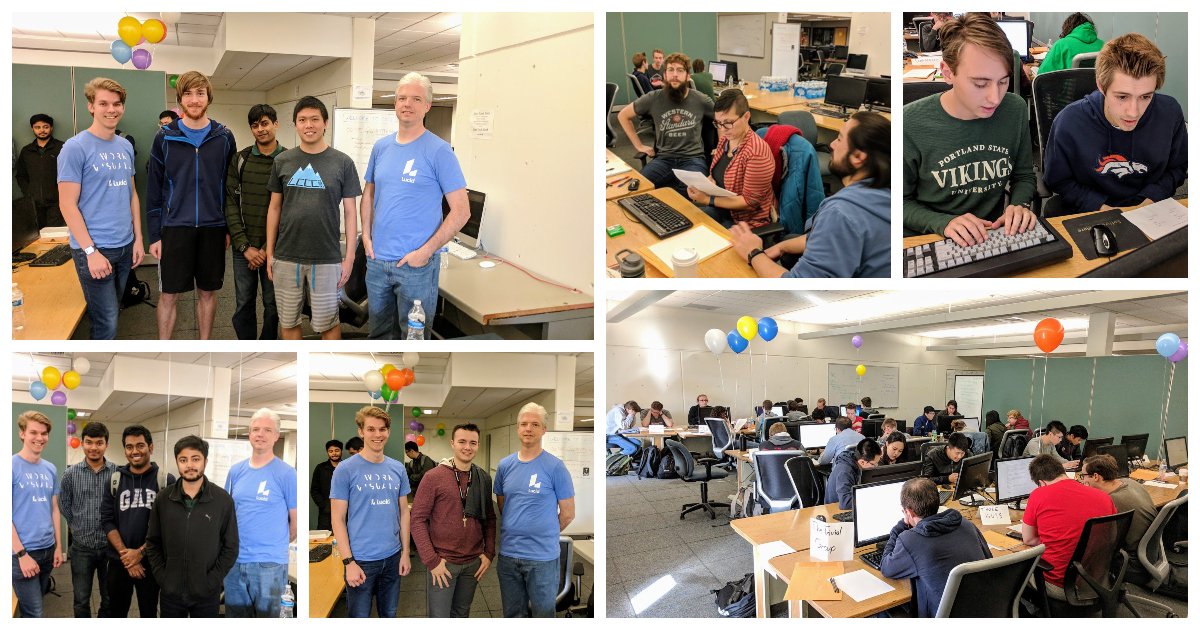 LucidSoftware's tweet photo. Congrats to our first, second, and third place winners at the sixth annual Lucidchart Programming Competition! And a big shout-out to all the talented @BYU, @UUtah, and @USUAggies students who came out on a Saturday morning to participate! #lpc2018 #lucidprogrammingcompetition https://t.co/4U9Qgf4dEY