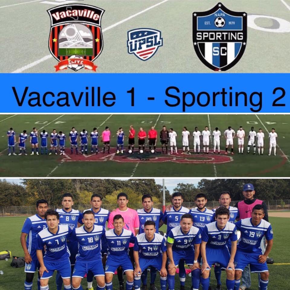 NapaSportingSC's tweet photo. Sporting Wins 2-1 over Vacaville and 
picks up crucial 3pts!  
First place and clinched a playoff spot.
Congrats, Very Proud of our Team! 
#VamosSportingSC #SportingLocalBoys #SportingLoyalFamily https://t.co/LiJoauoBCX