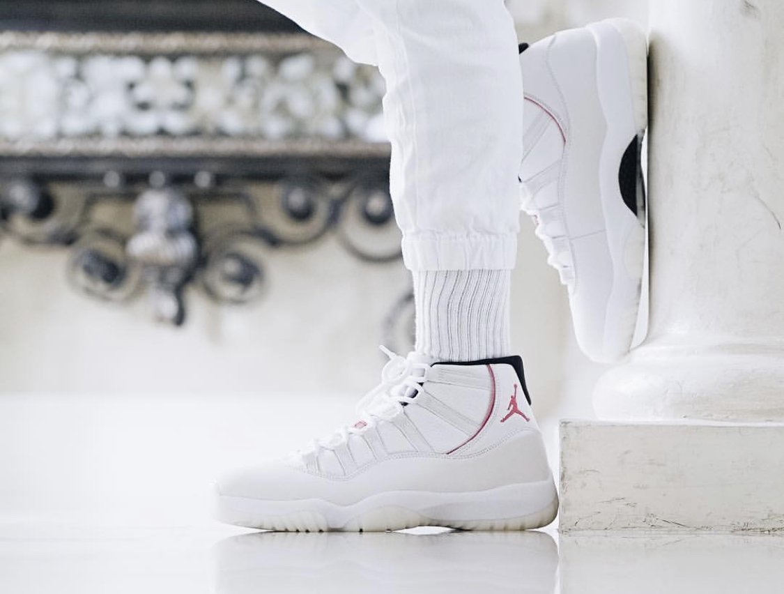 jordan 11 retro platinum tint on feet