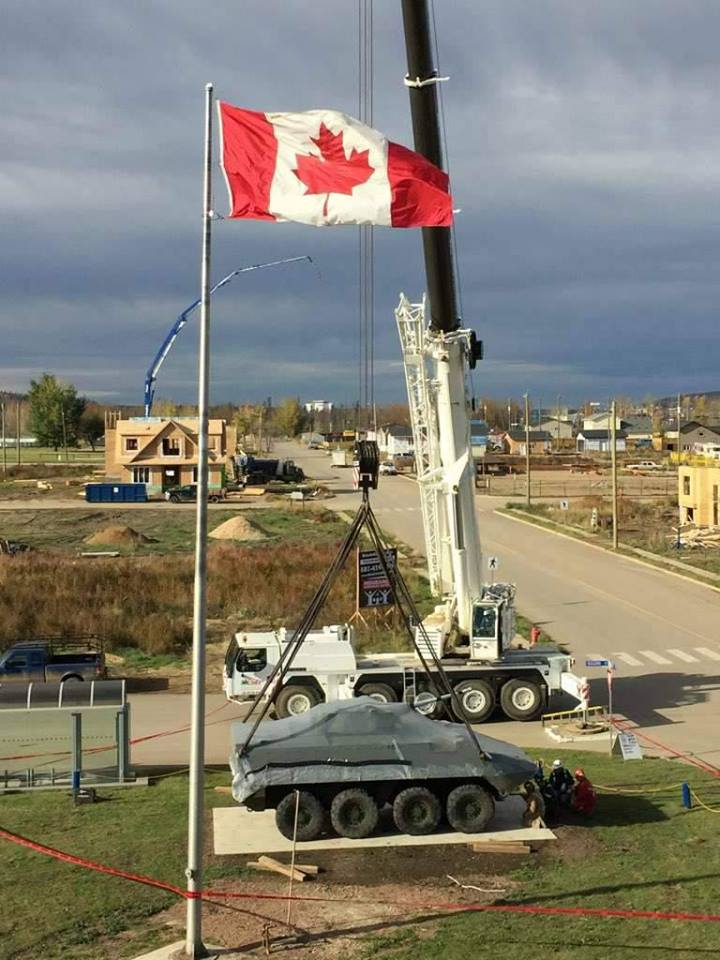 LAVMonument's tweet photo. Acknowledging the 1 year Anniversary  (Oct 28, 2017 ) of the Fort McMurray Legion 165 #lavmonument dedication, honouring Afganistan CAF veterans. @MyMcMurray @RMWoodBuffalo #rememberthem https://t.co/fH1daT9N2c