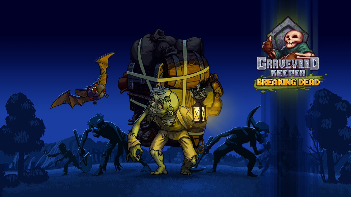 LazyBearGames's tweet photo. We released a free major update for all Steam players, "Breaking Dead". Resurrect zombies. They can gather resources, farm crops, craft and transport goods. Also you can fully automate selling goods and getting money. Also #GraveyardKeeper is 25% off on Steam right now. https://t.co/7ErWkF5ZCj