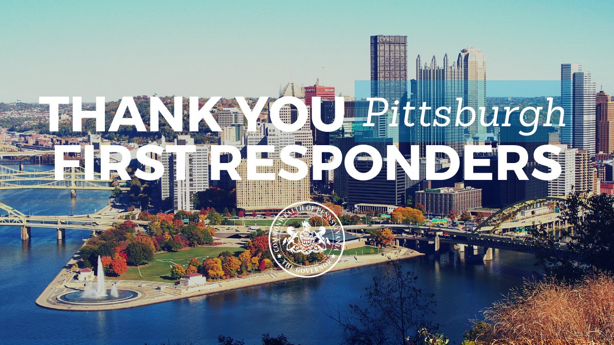 Thank you to all of the local, state, and federal first responders who have assisted the @CityPGH community in the past few days. 
<a href="/PghEMS/">Pittsburgh EMS</a>
<a href="/PghPolice/">Pittsburgh Police</a>
<a href="/AlleghenyCoPD/">Allegheny County PD</a>
<a href="/FBIPittsburgh/">FBI Pittsburgh</a>
<a href="/PghPublicSafety/">Pittsburgh Public Safety</a>
<a href="/PittsburghOEMHS/">PGH Emergency Management & Homeland Security</a>
<a href="/PAStatePolice/">PA State Police</a>
@ReadyPA
and more. #StrongerThanHate