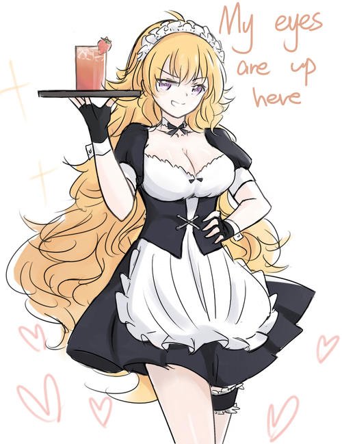 "My eyes are up here~"

Yang volunteered at a maid cafe for her volunteer hours. Better get them over now rather than later.

#MaidMonday

#OpenRP