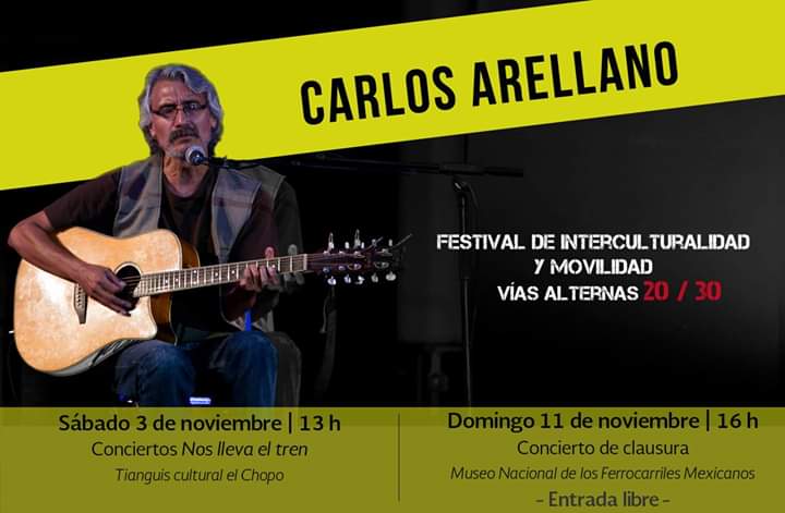 Sábado 3 de noviembre en el Tianguis del Chopo cantando canciones de la migración acompañado en la lira eléctrica por Gustavo Espíndola.