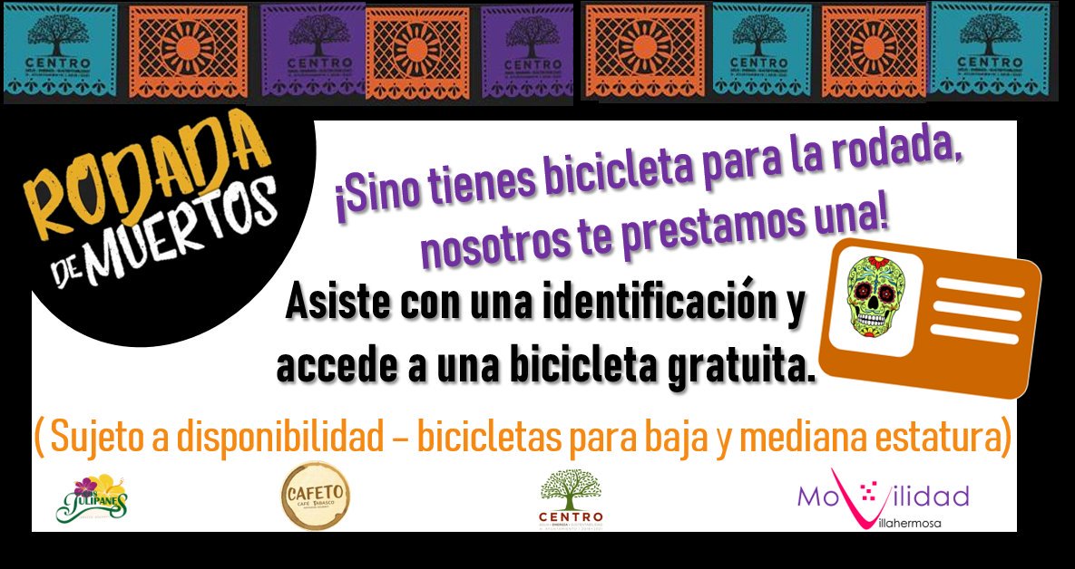 ¡Confirmado! Tendremos bicicletas para prestarte esta #RodadaDeMuertos. Solo asiste con una identificación oficial y listo.
Recuerda: Bicicletas sujetas a disponibilidad - bicicletas para baja y mediana estatura.