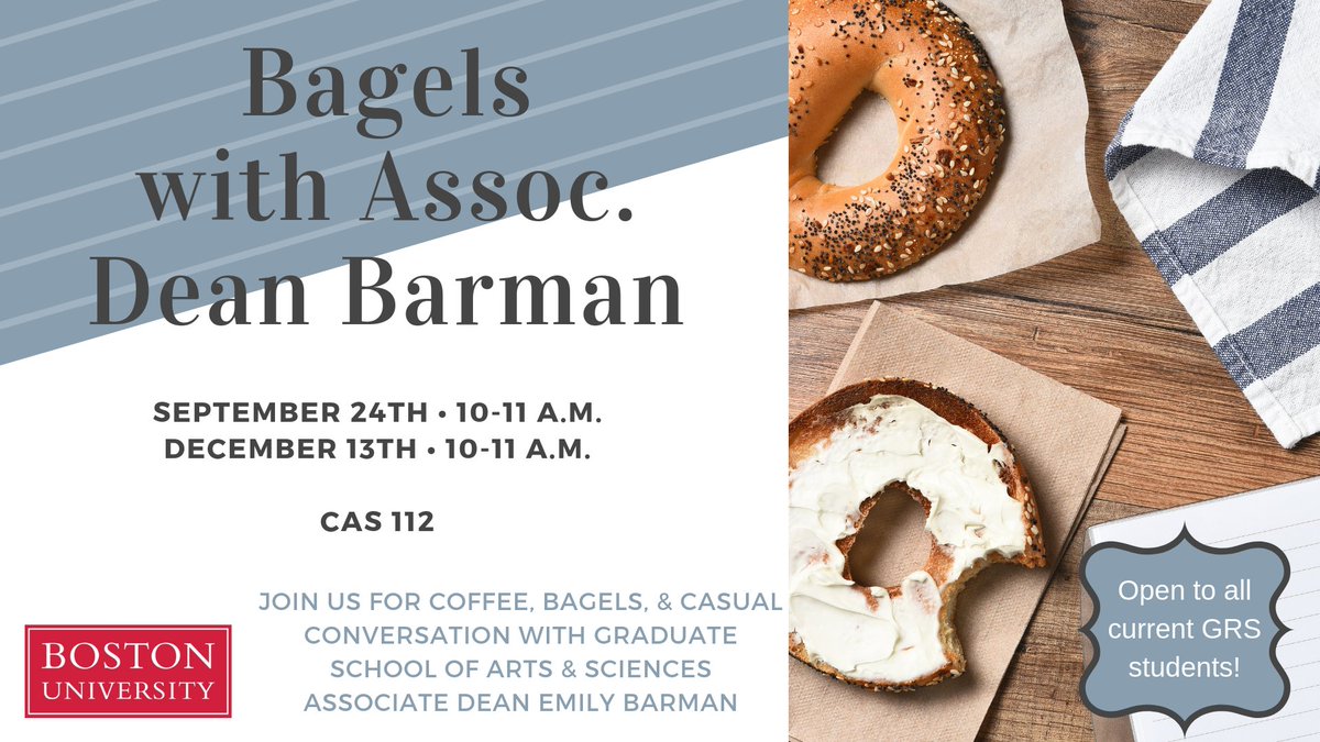 Mark your calendars! Stop by GRS on December 13th to celebrate the end of the fall semester snd chat with Associate Dean Barman over coffee and snacks. ☕