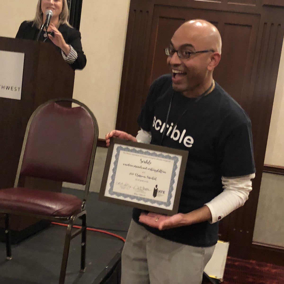 IATENow's tweet photo. We need to announce our final winner for the overall most essential classroom tool for 3019, @scrible. Congratulations! #iate2018 #iatecea2018 https://t.co/D4RPGKrtgD