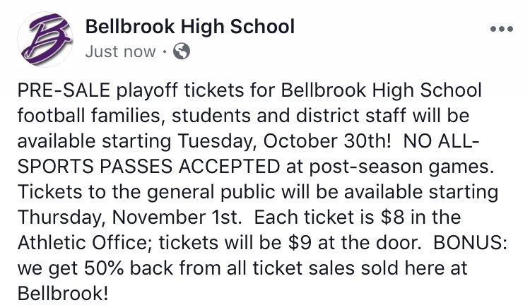 bellbrook_hs's tweet photo. Buy your FB playoff tickets! https://t.co/uZMXmYd7X6