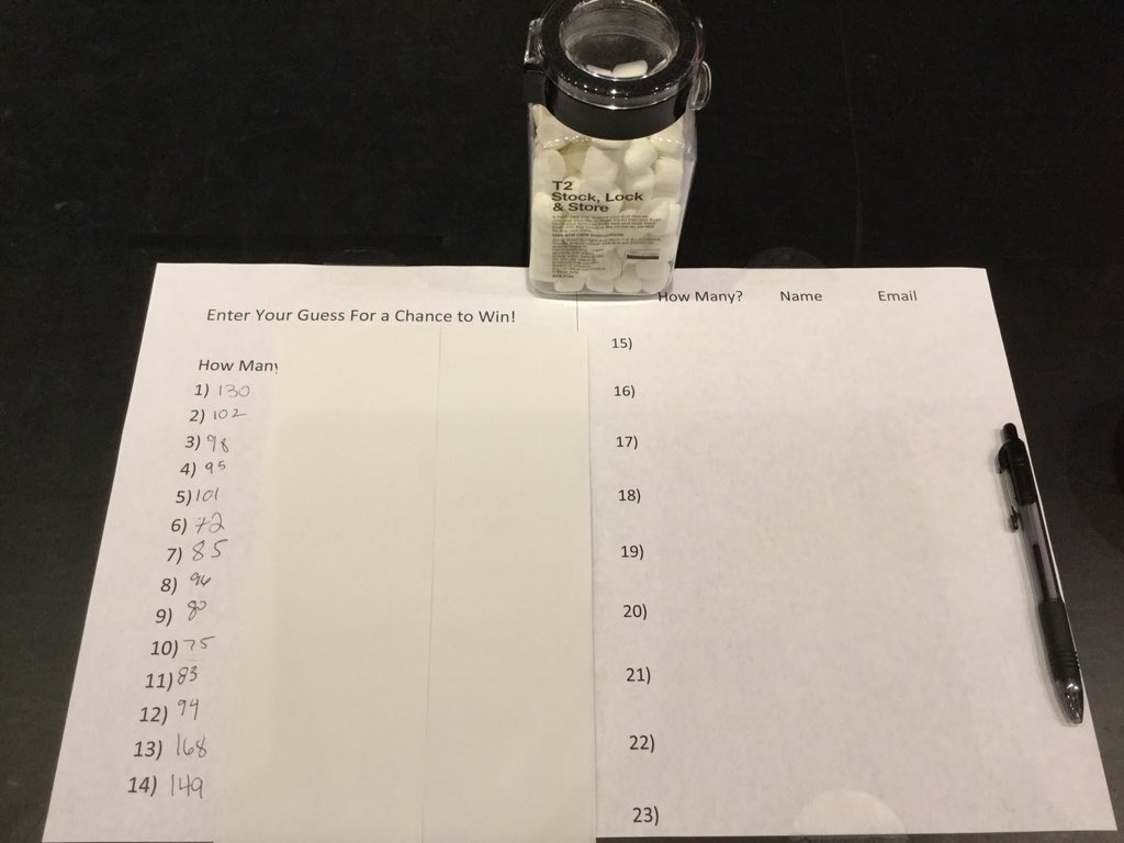 T2NewburySt's tweet photo. Here’s a fun game we are playing with our guest. For the 2 individuals to guess the correct amount of marshmallows or come close without going over will win a prize. Everyone is loving the game and having fun guessing here @T2NewburySt https://t.co/RupjxHw37e
