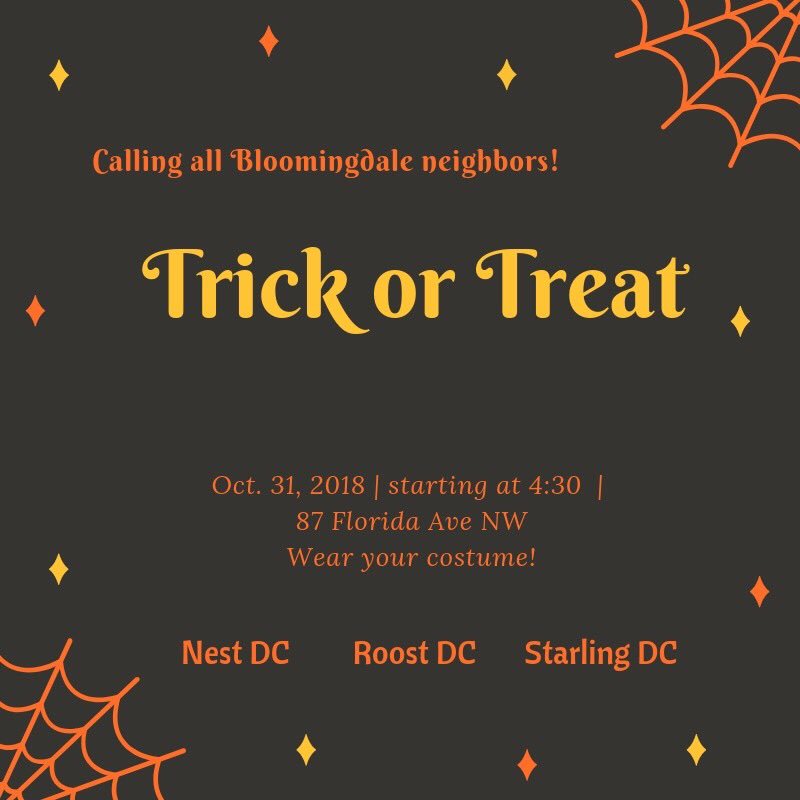 Roost DC on Twitter trick or treat on Wednesday at NestDC