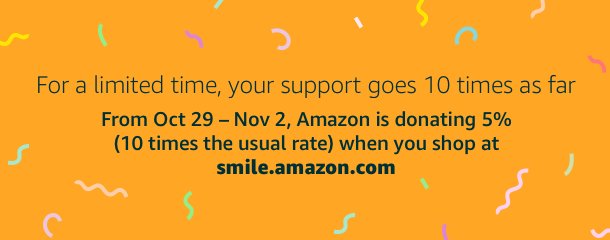 Getting some early Christmas shopping done? Don’t forget to shop through AmazonSmile! Through Nov 2, AmazonSmile is donating 5% (ten times the usual amount) to Casa de Esperanza de los Ninos, Inc. when you shop at smile.amazon.com/ch/76-0105306. #AmazonSmile #StartWithaSmile
