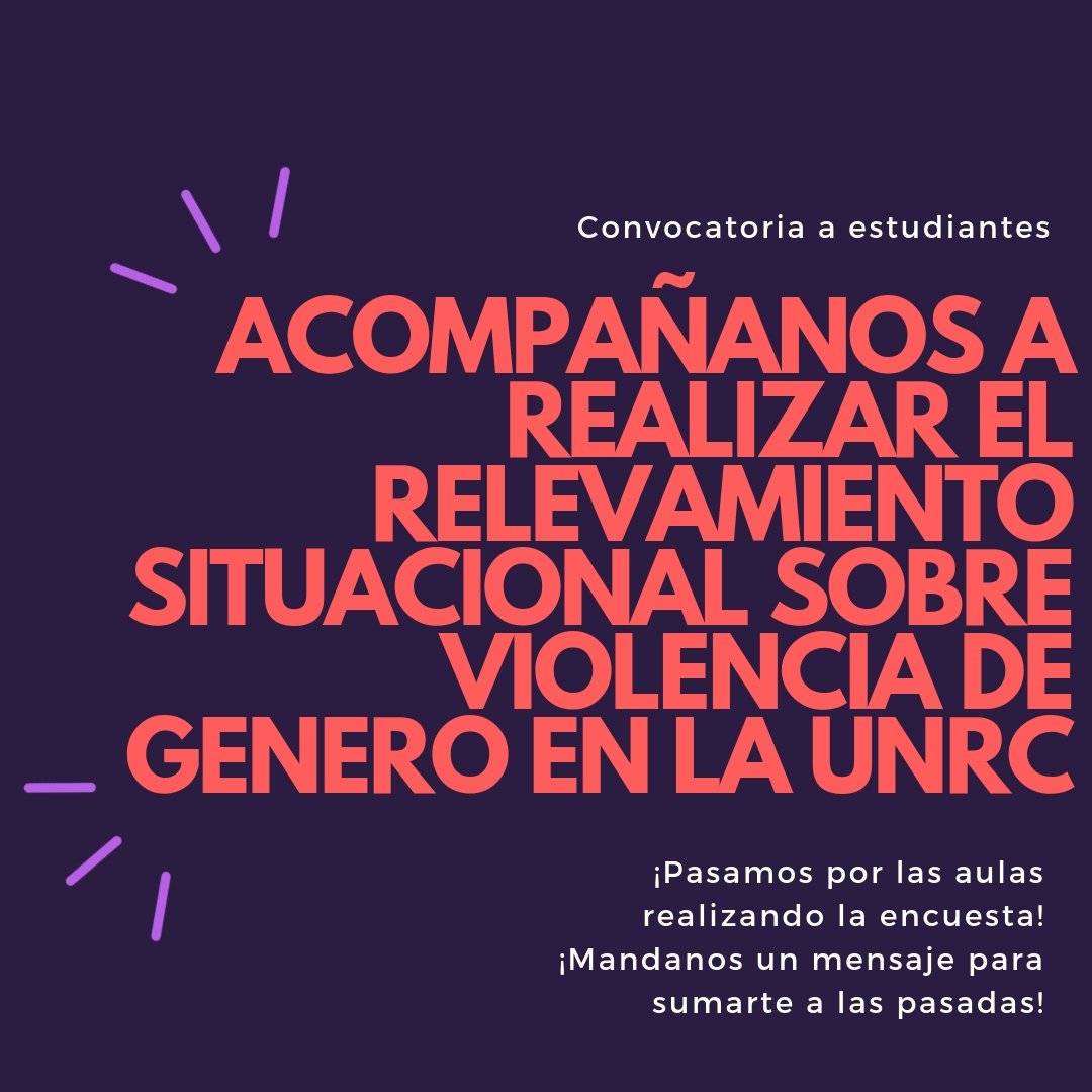 Espacio_UNRC's tweet photo. [ RELEVAMIEMTO SOBRE EL PROTOCOLO DE VIOLENCIA DE GÉNERO ] 

Este relevamiemto es anónima y personal, dirigida a docentes, estudiantes, no docentes y graduados de la Universidad Nacional de Río Cuarto. https://t.co/meUST40yQ1