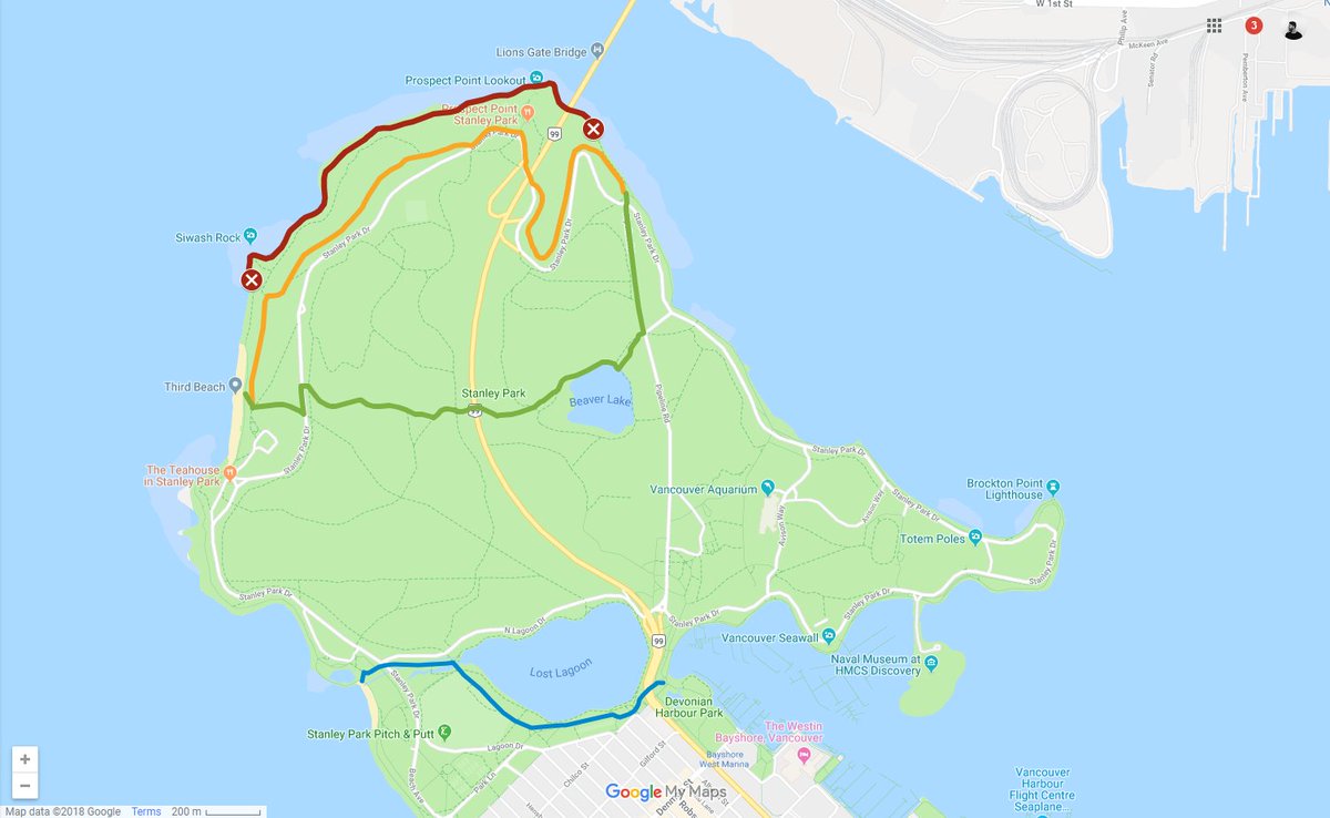 Our annual #StanleyPark seawall rock scaling work starts today! From Oct 29 to Nov 16 the seawall between Prospect Point and Third Beach will be closed weekdays 7 am to 5 pm. Visitors are asked to take posted detour paths. View the interactive map: bit.ly/stanleyparkslo…