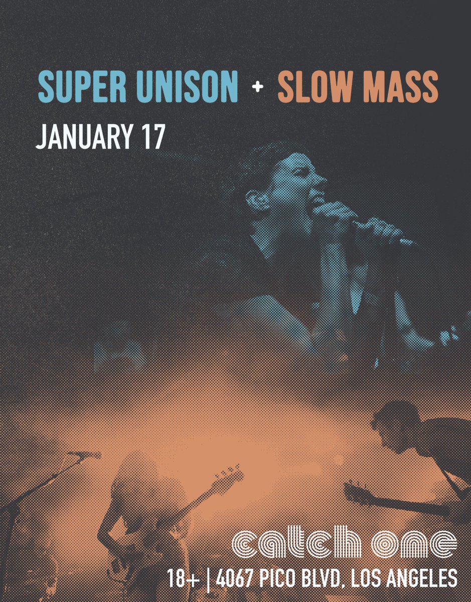 catchonela's tweet photo. #ONSALENOW:
@catchonela presents: @SuperUnisonBand & @SlowMassMusic on 1/17
TIX: https://t.co/PwzGvITAMv
RSVP: https://t.co/zSmOJuFDle
#superunison #slowmass #catchone #hardcorepunk #punk #lanightlife #lalivemusic #nightlife #deathwishinc #heavytalent #landland https://t.co/DbEvOKugdM