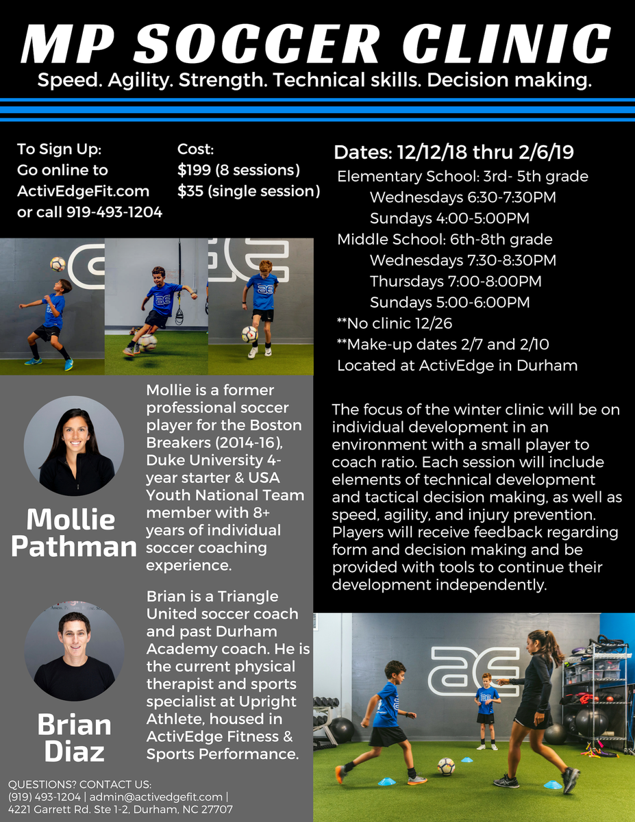 molliepathman's tweet photo. Winter Soccer Clinic! I am partnering sports specialist Brian Diaz, PT to host a youth winter soccer clinic at ActivEdge (@ActivEdgeFit ). Click the link below to learn more and sign-up today! https://t.co/7JRKG75ikJ …
0 replies 0 retweets 0 likes https://t.co/gufuDRhtX5