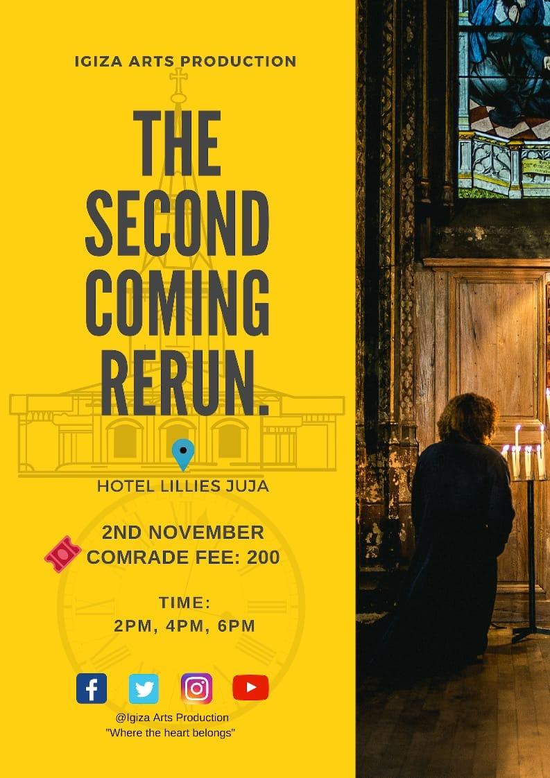 igiza_arts's tweet photo. Incase you missed our play "The Second Coming โ. Worry not.We @igiza_arts got you. A rerun of the same is happening this Friday from 2Pm. What a way to start a new month. @CaploraA #MyTwoWives #KnowYourNumbersKE #TOTMCI #MondayMood #NationalCatDay #Budget2018 Mt Kenya https://t.co/MIq27PaTuj