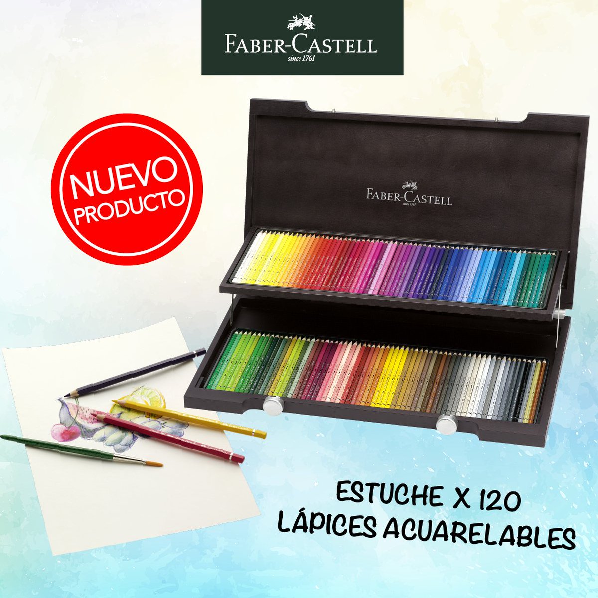 comsucre's tweet photo. #NUEVOS
 LÁPICES DE COLORES #ACUARELABLES #ALBRECHT #DÜRER, ideal para bocetos, #dibujos, diseño de moda e #ilustración, trazo suave, los pigmentos se  disuelven por completo cuando se aplica agua y pincel https://t.co/wKLwEJWvVd