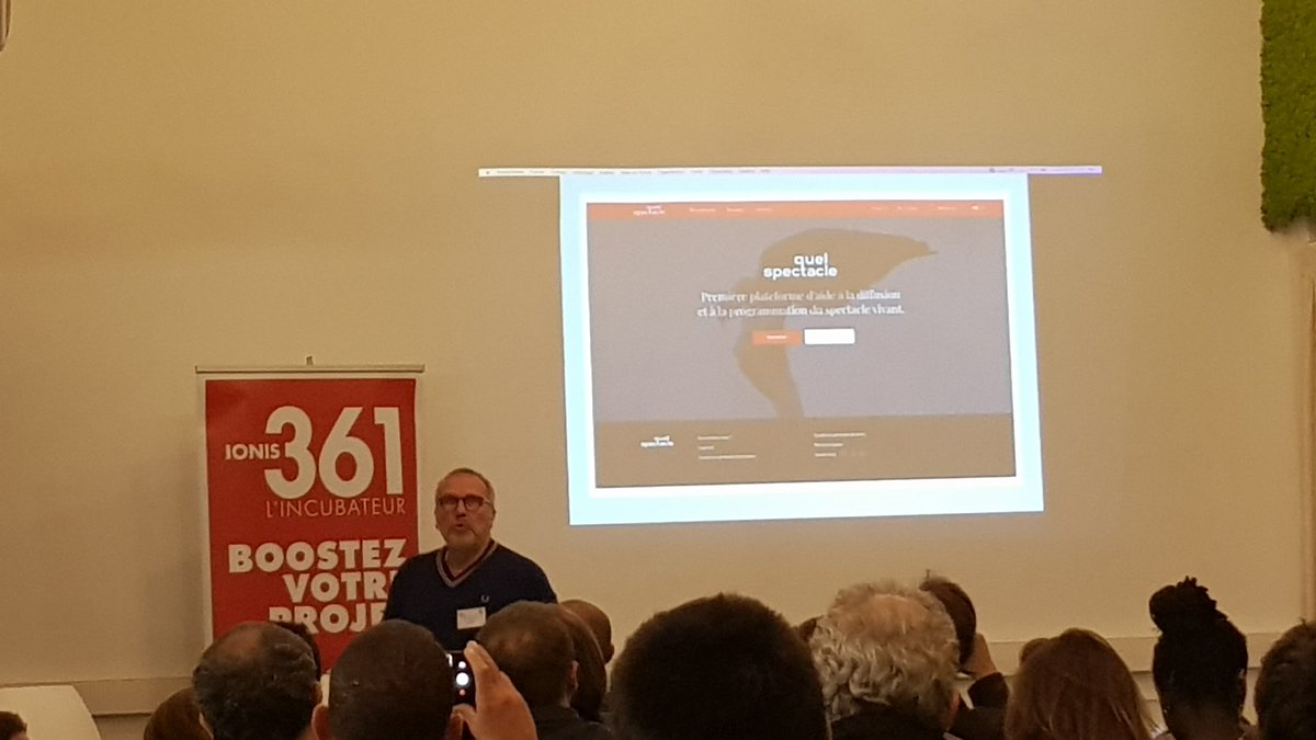 7e #Pitch du #Dday_IONIS361 : #QuelSpectacle la 1ere plate-forme d'aide à la #Diffusion et à la #Programmation de #SpectaclesVibants... #Innovation #StartUp @Ionis361_Paris <a href="/CTO_Partners/">CTO Partners Group</a>