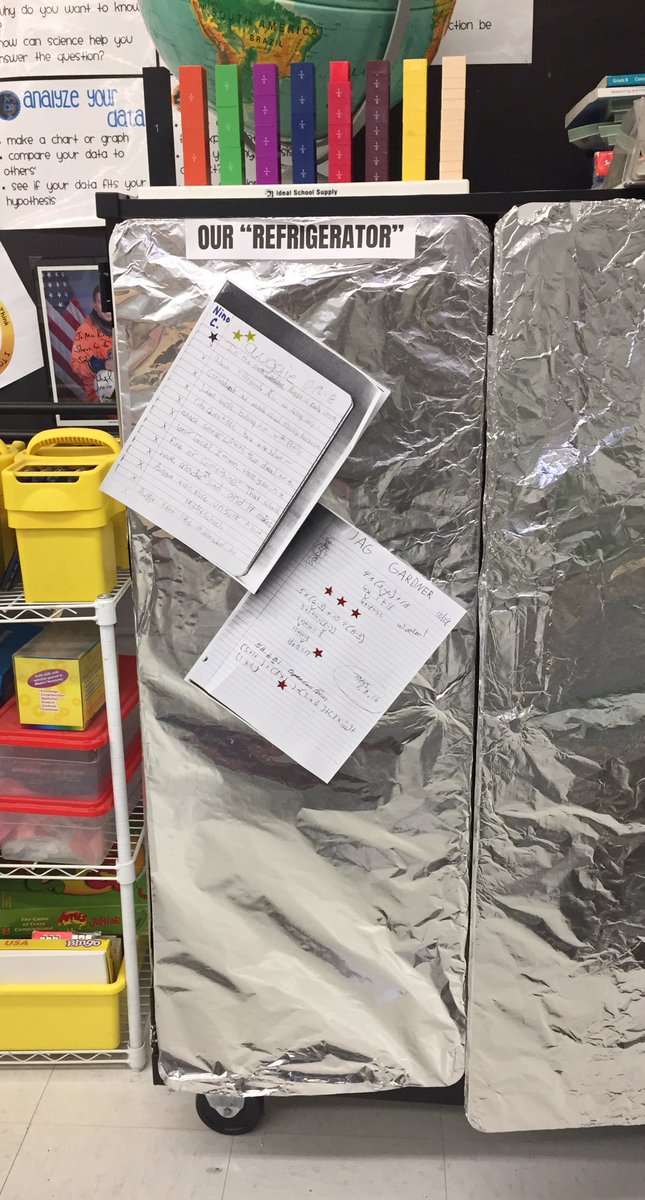 MrsAKiely5th's tweet image. Evidence of several students’ hard work hanging on our “refrigerator”! Bravo! #perseverance #goodexamples