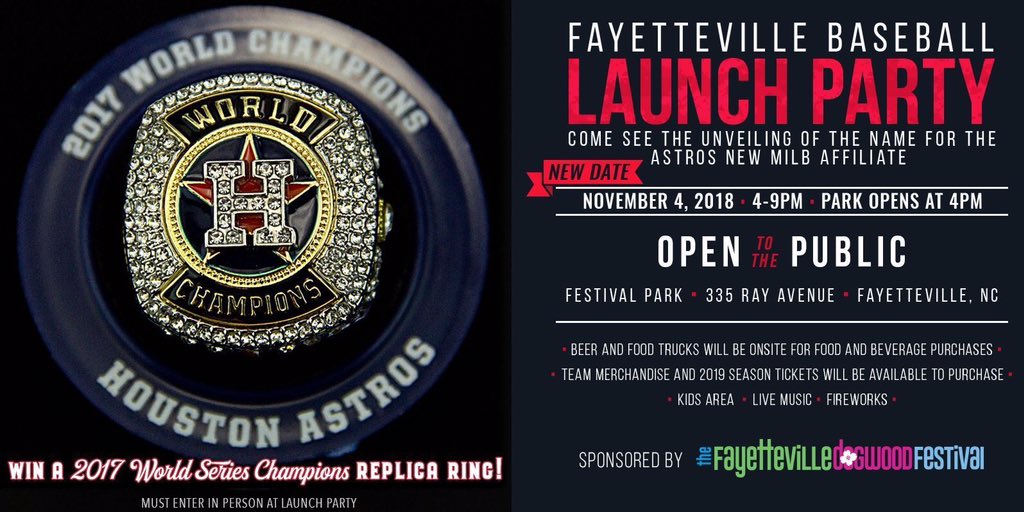 MiLBPromos's tweet photo. What to expect this Logovember: @RRExpress, @SyracuseMets, @NBamaBaseball1 down.

@FayAstros logo unveiling is 11/4

Should hear something second week November on @amarilloprobb

@skysox still finalizing details on unveiling

No word yet on when or what’s coming from @LasVegas51s https://t.co/G7sM6xpa5K