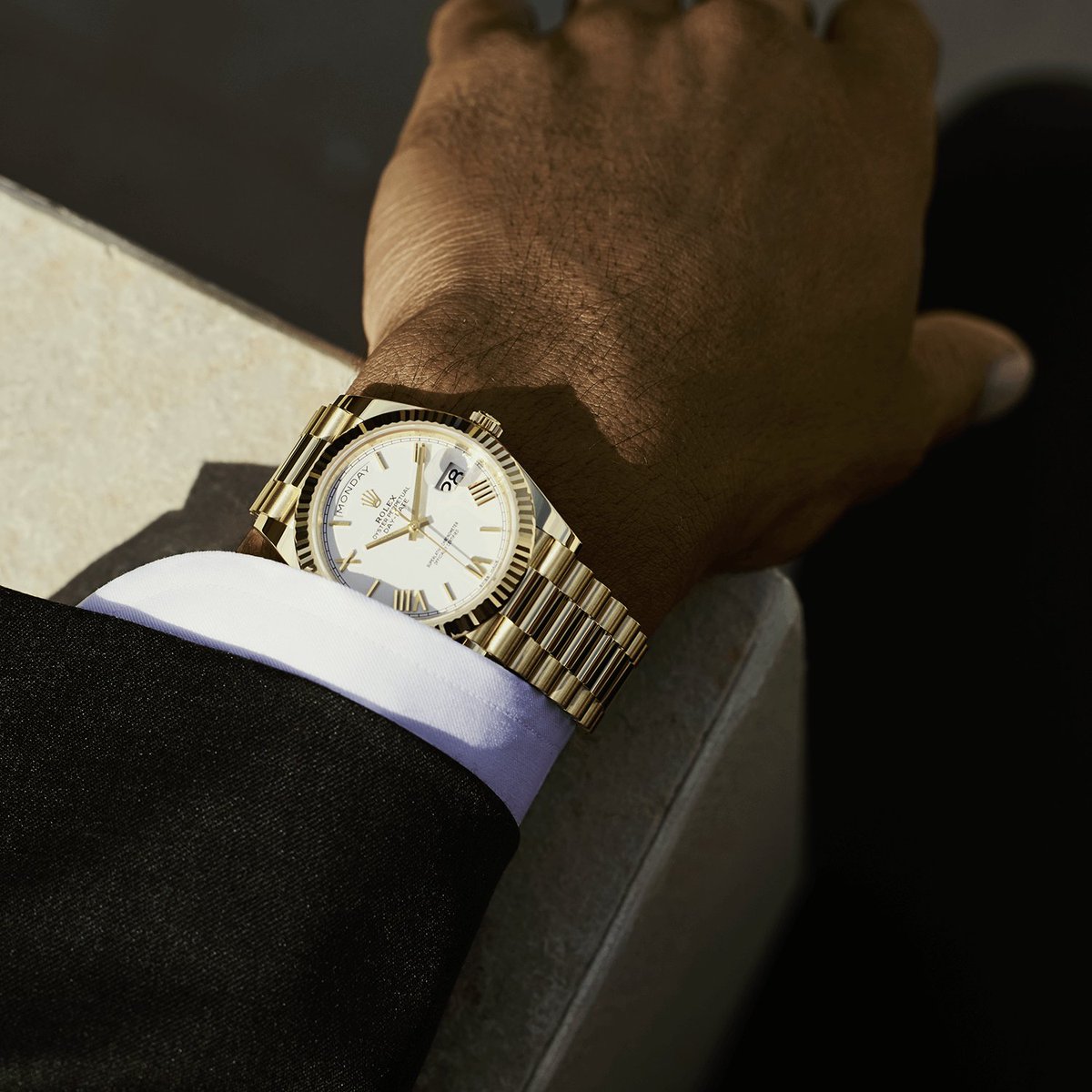 day date gold white dial