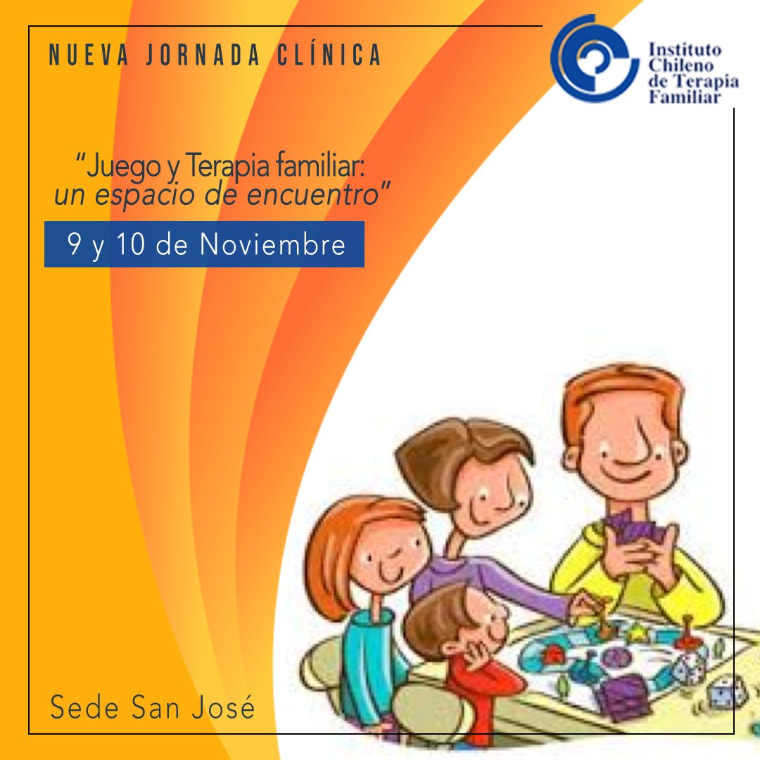 IChTF1's tweet photo. Participa en nuestra nueva jornada clínica este 9 y 10 de noviembre: “Juego y Terapia familiar: un espacio de encuentro”. Una jornada donde comprenderás la importancia del juego como herramienta de comunicación e intervención relacional.

Más info aquí: https://t.co/EvQWwMRx2B https://t.co/KDb33fJxU4