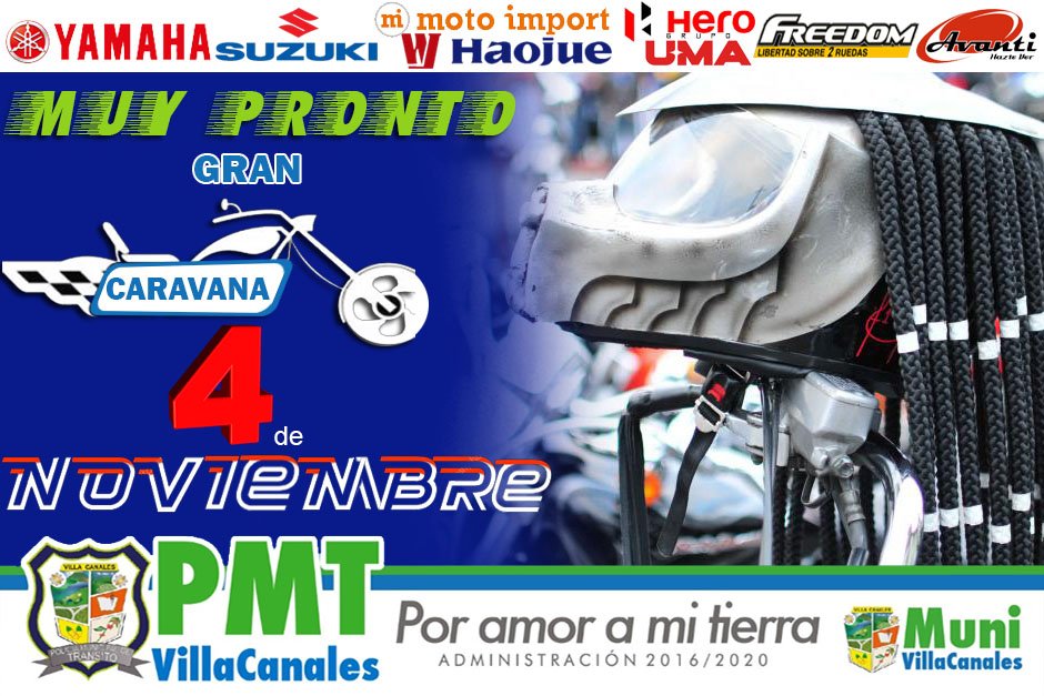 PMTVILLACANALES's tweet photo. 🚨#InfoPmtVc🚨

GRAN CARAVANA DE MOTOCICLISTAS ESTE 4 DE NOVIEMBRE
Punto de reunión: 1ave 1 calle zona 1 Boca del Monte El Pino 09:00am
Finaliza: parque central de Villa Canales 
Requisitos: uso de casco OBLIGATORIO no se permiten más de dos personas por motocicleta. https://t.co/4oLfCKZ2rv