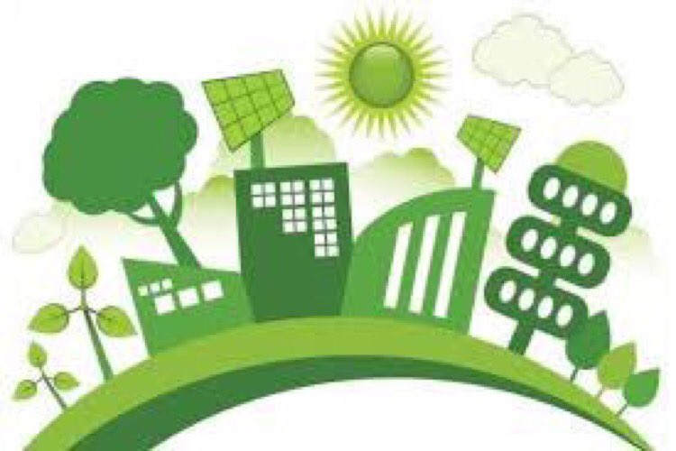 сделаем город зеленым. экологический фон. город векторный рисунок. логотип благоустройство территории. экология лого.