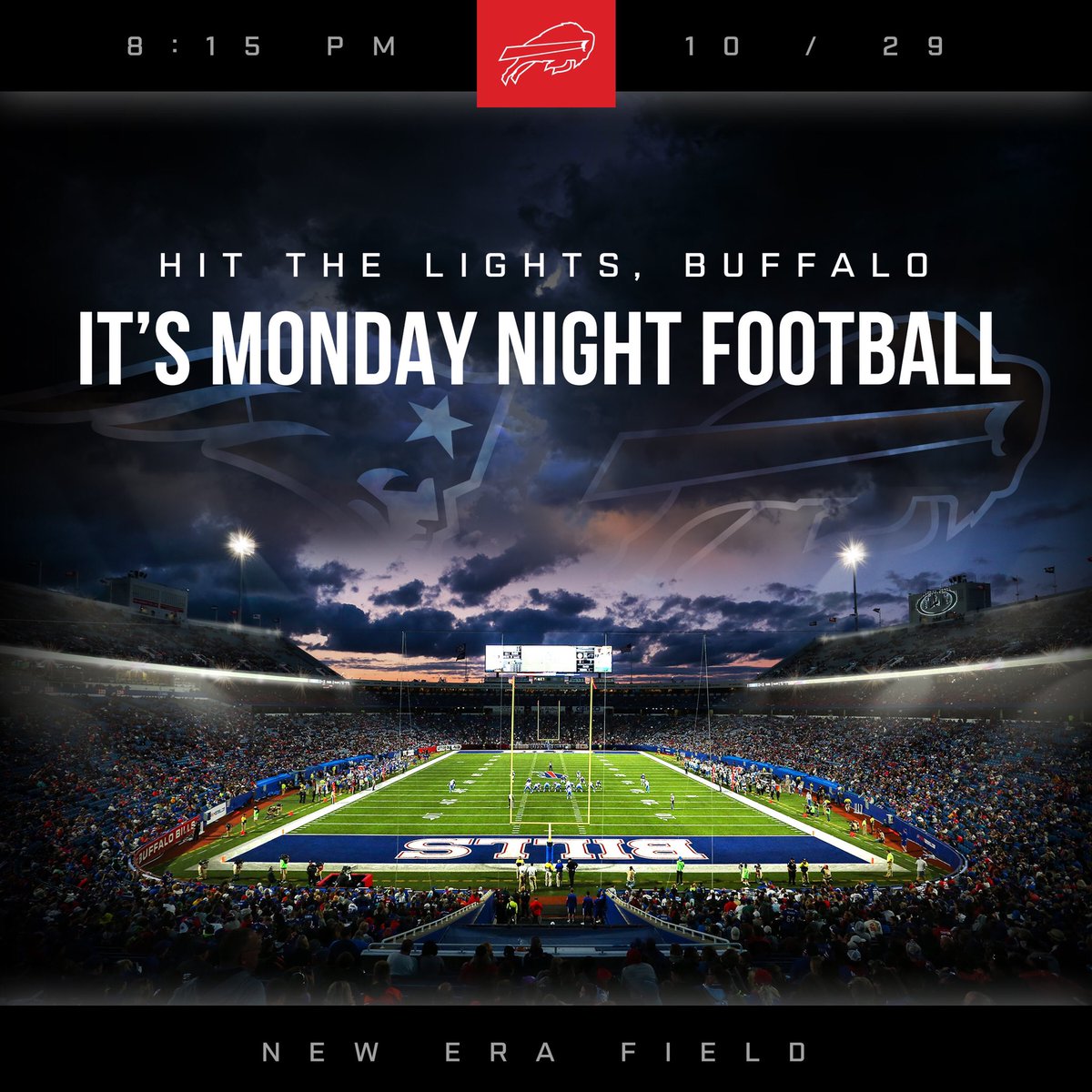 Buffalo Bills on X: 'Hit the lights, Buffalo. It's Monday Night Football.  #NEvsBUF #GoBills  / X