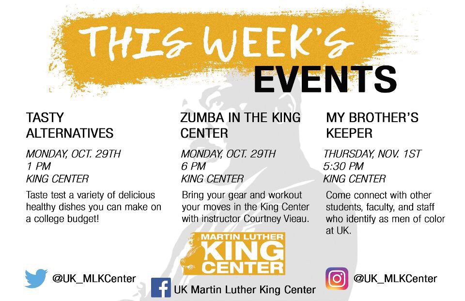 UK_MLKCenter's tweet photo. 🔸MLK Monday’s!🔸
“The ultimate measure of a man is not where he stands in moments of comfort and convenience, but where he stands at times of challenge and controversy.” - Martin Luther King, Jr.
◦
Checkout all our events this week, you won’t want to miss them! 😎 #MLKMondays https://t.co/JZI2TvDGvN