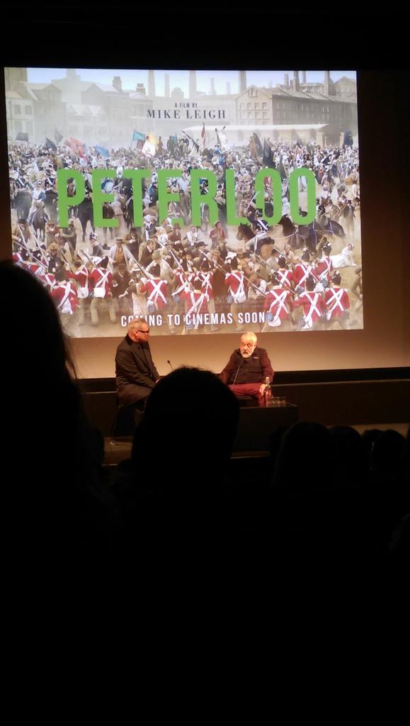 SheenEatsPost's tweet photo. The entrancing Hayley Squires, memorising Mike Leigh and very bloody funny Hugh Grant. Plus a guest appearance by my laughter in the first ever Kermode on Film podcast. Couldn't have asked for a better Monday evening! Well done, Team #MK3D! https://t.co/2J8ABscqWE