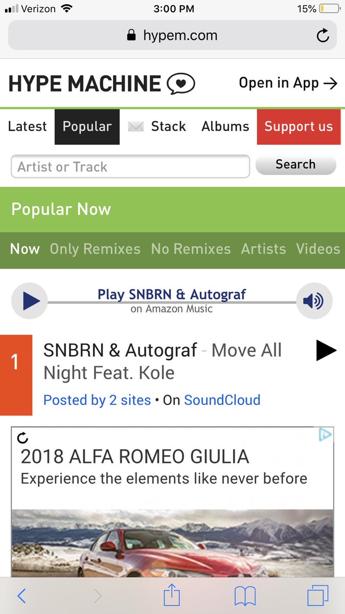 KoleSongs's tweet photo. Weโre #1 on @hypem ! Thanks to everyone who showed us some โค๏ธ @AutografMusic @SNBRNMUSIC #moveallnight #songwriter #singer #house https://t.co/vgYlTm5E6w