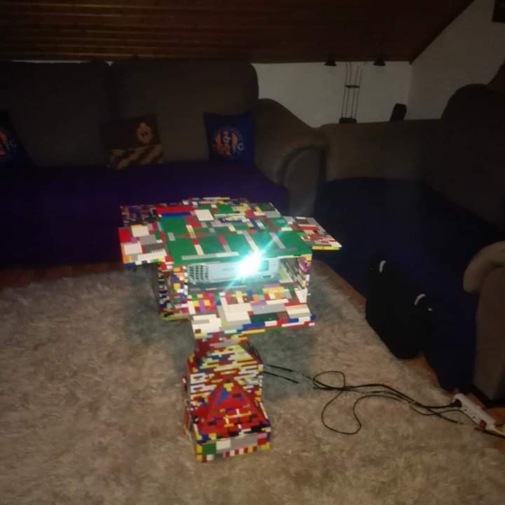LivingwithLEGO's tweet photo. @LEGOIdeas @LEGO_Group #projector stand with electric mech to allow access to buttons. Cables go through the stand and can be stored inside the stand. #Lego #legofurniture https://t.co/ld8bUkCZit