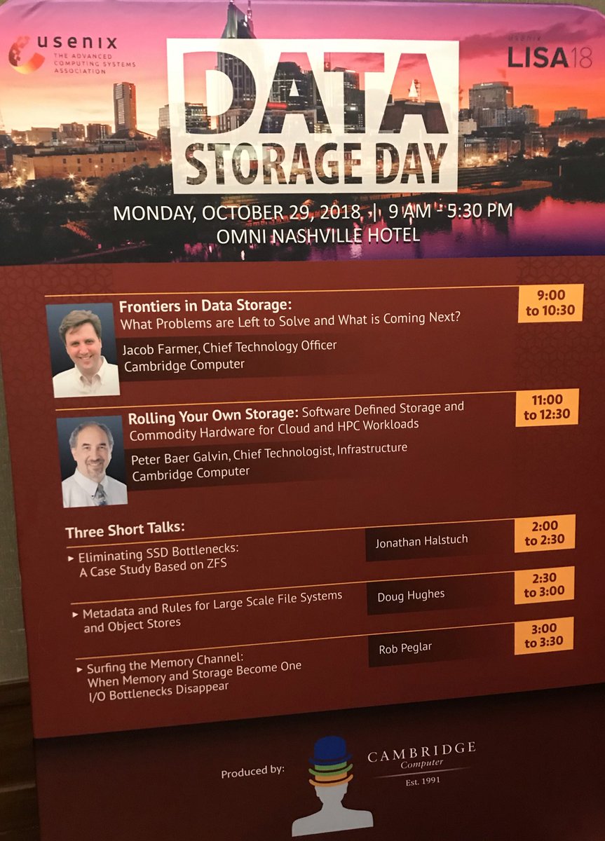 JAHGT's tweet image. Great day at #LISA18 #usenix storage day @RackTop
