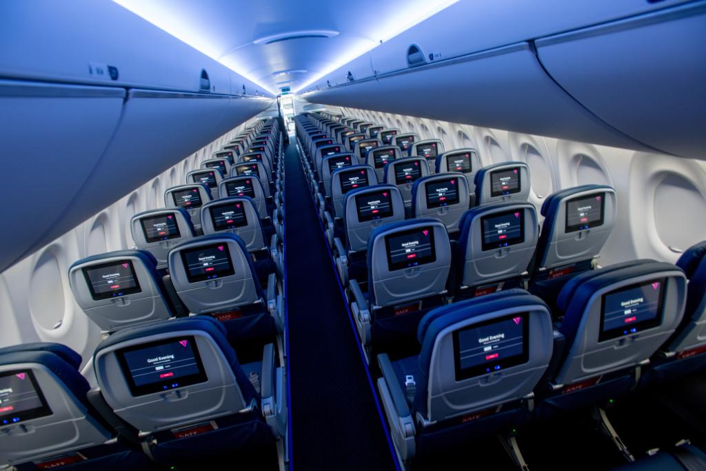 Delta's tweet photo. Ten years ago today, the Delta-Northwest merger was approved. To celebrate this milestone, we’re taking a look into the future as our brand new A220 arrives in ATL. https://t.co/OCeLfQdBXn