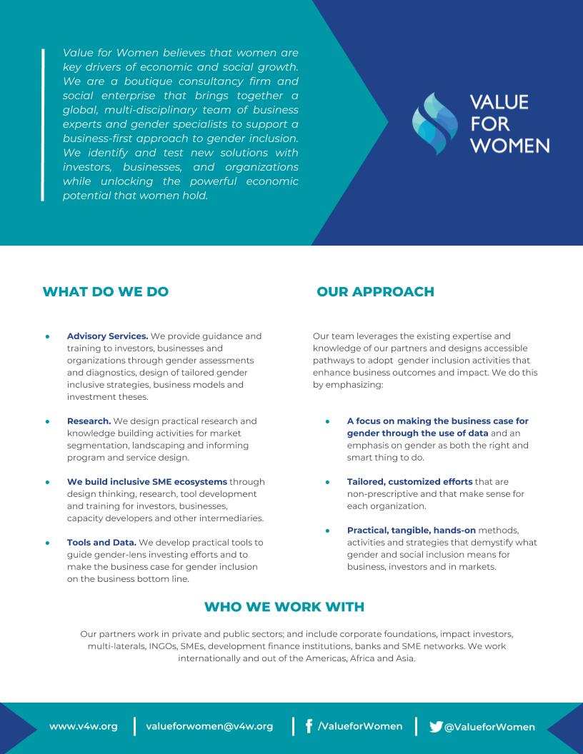 Value For Women Auf Twitter How We Help Other Invest With A Genderlens We Believe That There Is No Singular Way To Apply A Gender Lens To Your Work And No One Size Fits