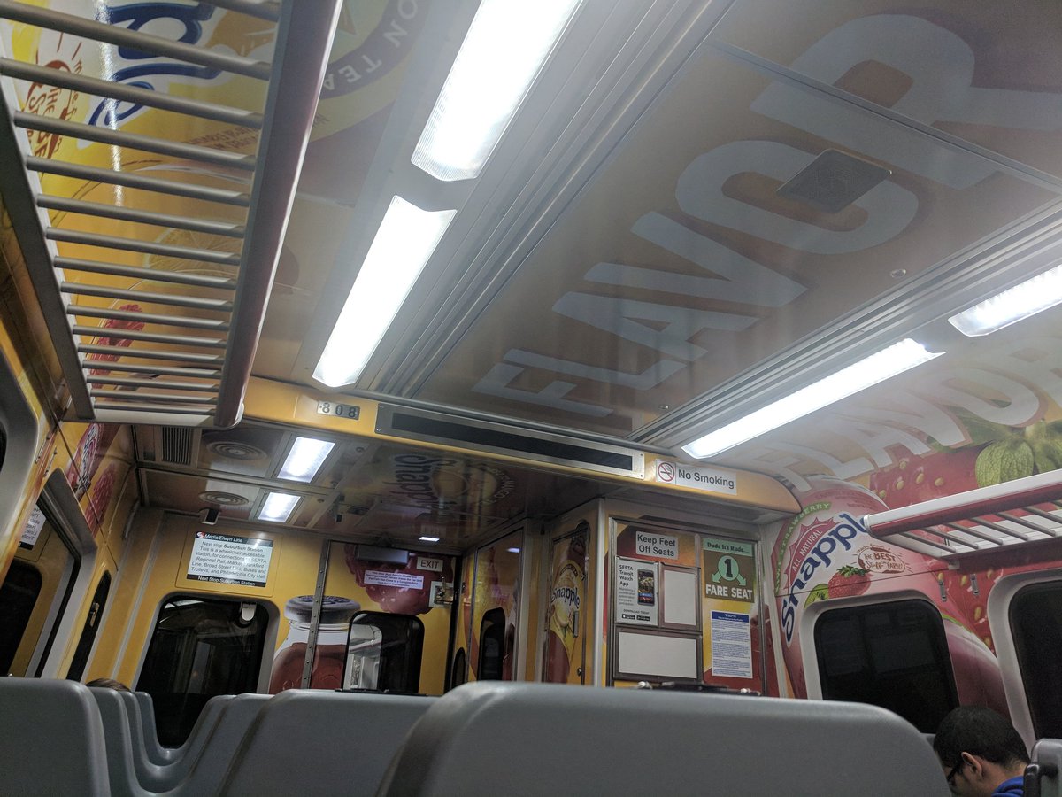 the hell?
because apparently there weren't enough ads on <a href="/SEPTA/">SEPTA</a> trains as it was, so <a href="/Snapple/">Snapple®</a> felt the need to explode onto every solid surface...